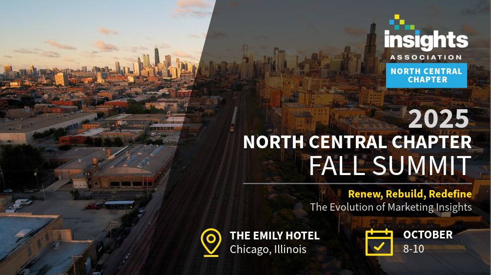 Insights Association North Central Chapter 2025 Fall Summit graphic: "Renew, Rebuild, Redefine", The Emily Hotel, Chicago, October 8-10.
