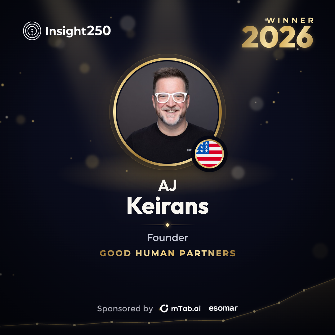 2026 Insight250 winner card for AJ Keirans, Founder, Good Human Partners.