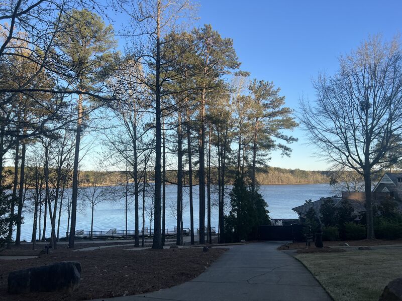 Lake Oconee through the trees at the SampleCon venue.
